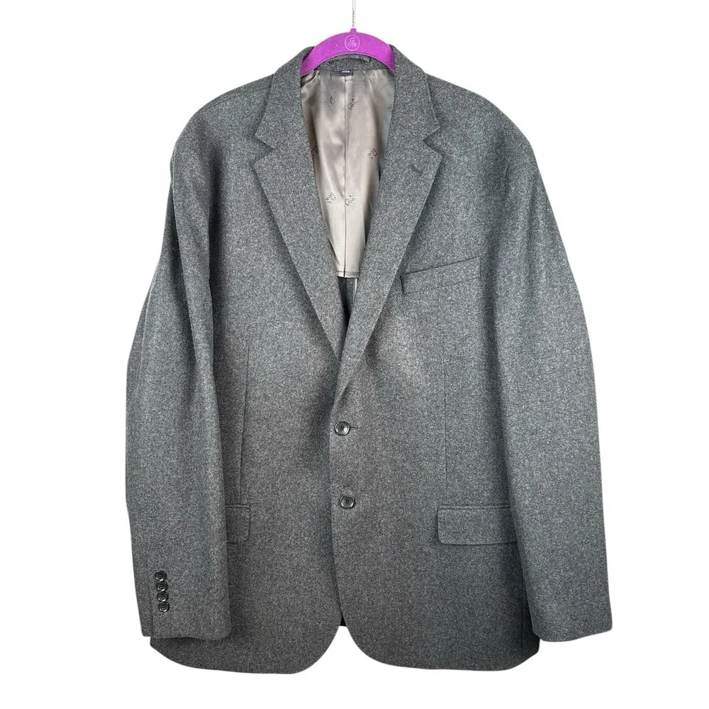 Jos A Bank Reserve Tailored Fit Blazer 46L Gray Wool Cashmere Luxury‎ Sport Coat